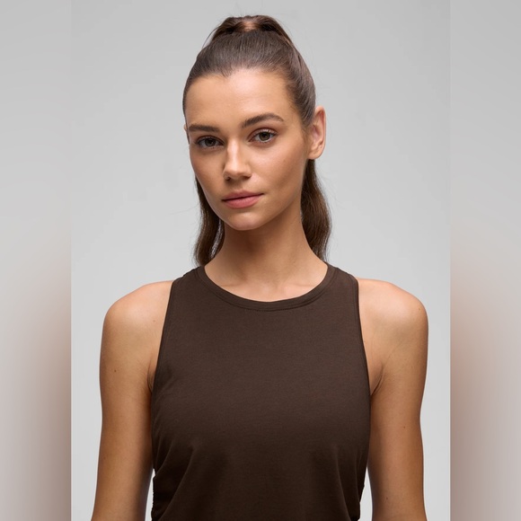 Pima Cotton Racerback Ruched Side Tank - Picture 3 of 8